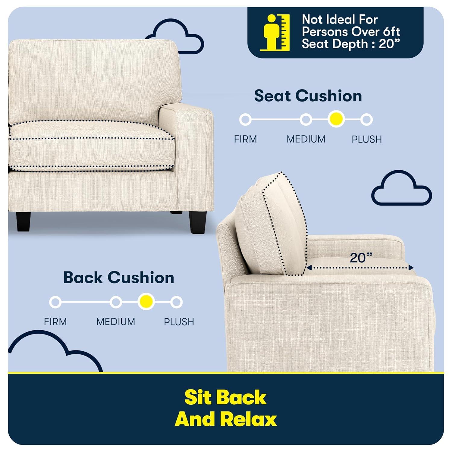 Serta Palisades 73" Track Arm Sofa, Easy Care Fabric, Soft Pillow Back, Pocket Coil Seat Cushions