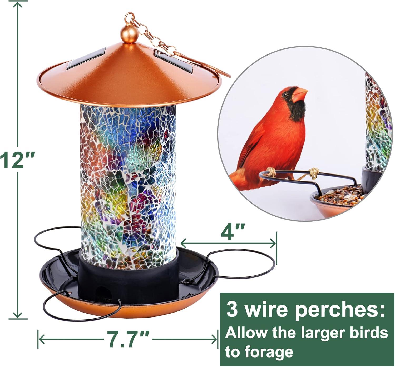 XDW-GIFTS 2023 Newest Solar Wild Bird Feeder Hanging for Garden Yard Outside Decoration, Waterproof Lantern Design Feeder for Birds, Solar Bird Feeder as Gift Ideas for Bird Lovers