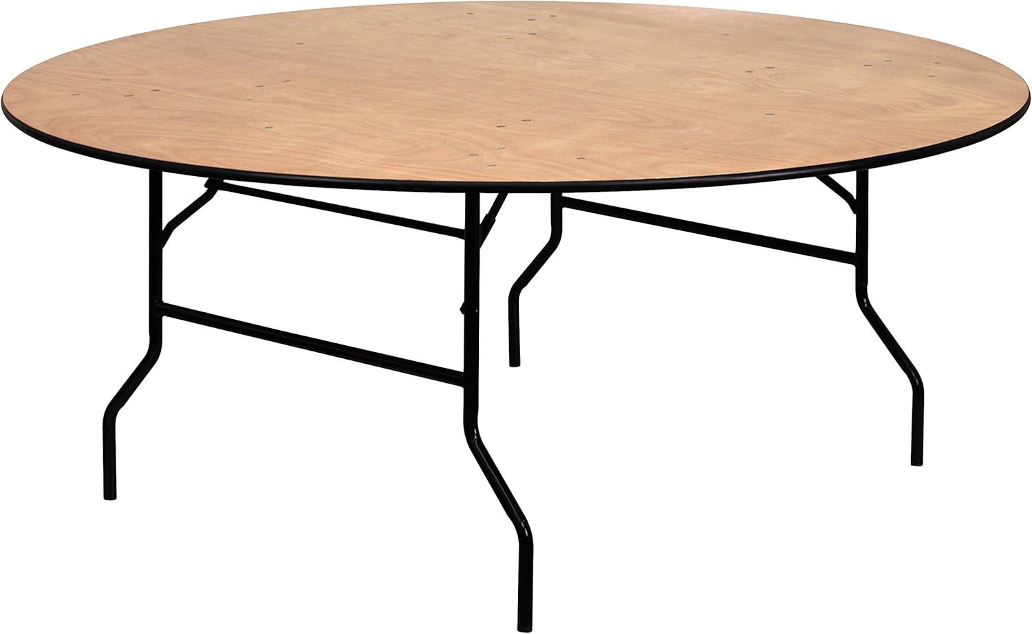 Flash Furniture Furman 6' Round All-Occasion Wood Folding Event Table, Natural/Black