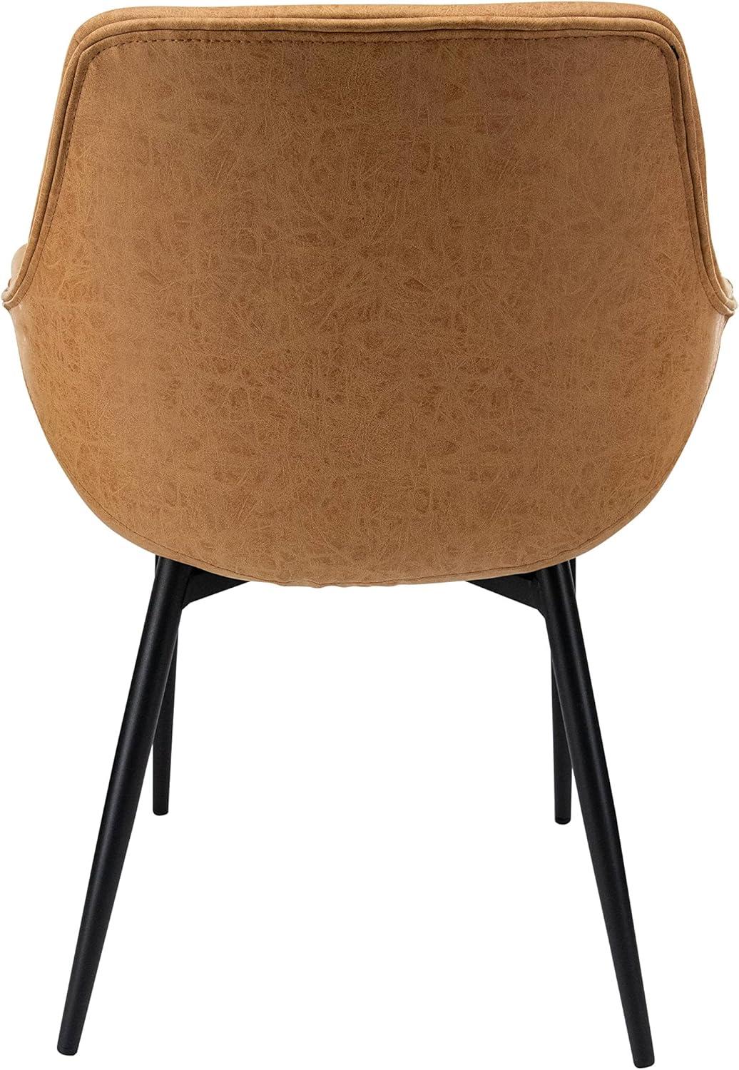 LeisureMod Markley Leather Dining Chair with Black Metal Legs Upholstered Seat Modern Design Perfect for Kitchen Dining Room Office or Lounge Seating