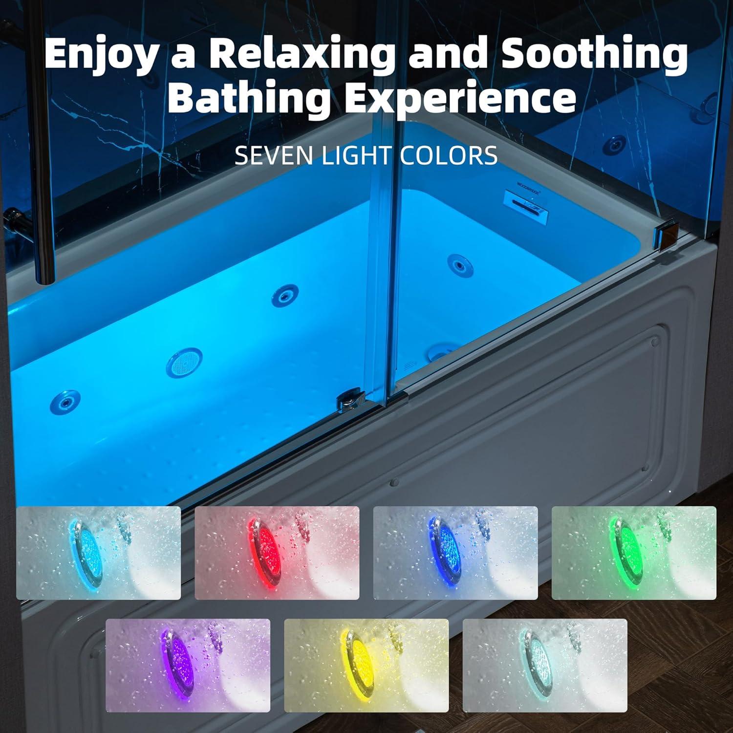 WoodBridge 60" X 30" Alcove Acrylic Rectangular Whirlpool Heated Jetted Tub In White With Drain and Overflow BS666-R-CH01