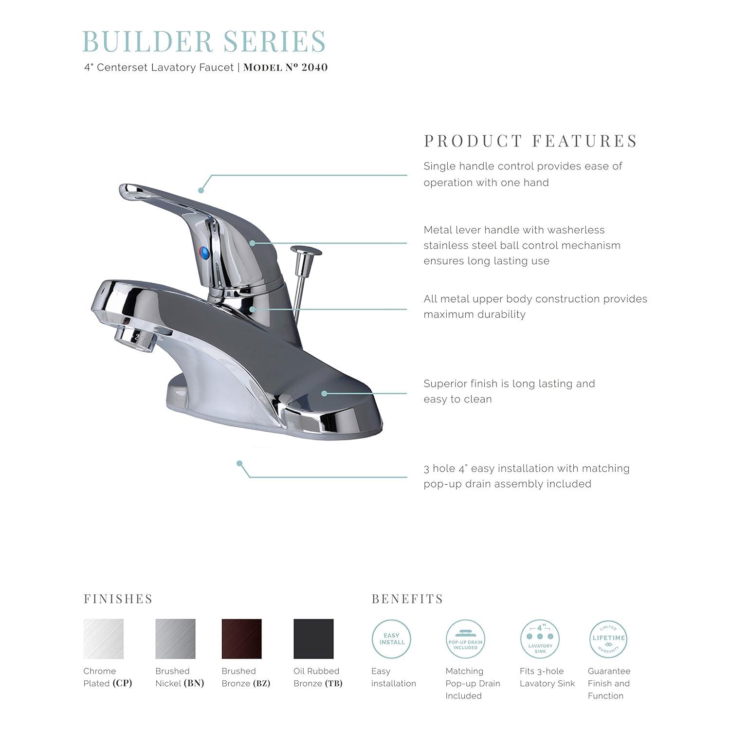 Laguna Brass Centerset Single-handle Bathroom Faucet with Drain Assembly 2040EBN