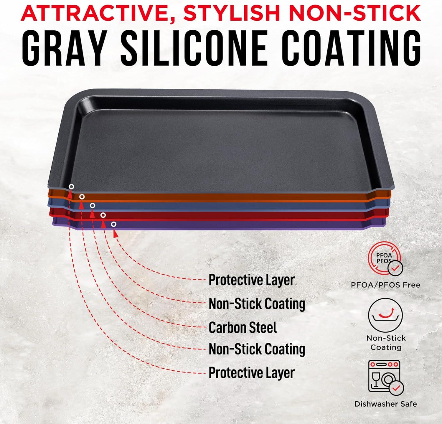 Nonstick Black Steel 3-Piece Baking Sheet Set