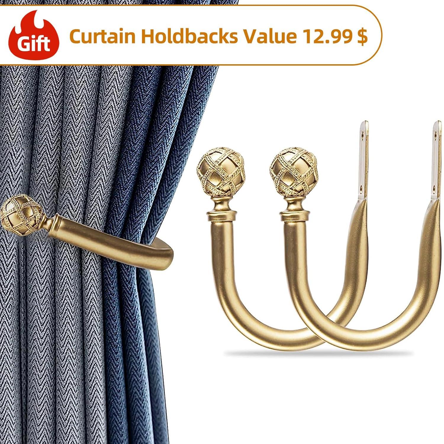 Ycolnaefllr Gold Double Curtain Rod Adjustable Curtain Rod Set, 84”-120” -