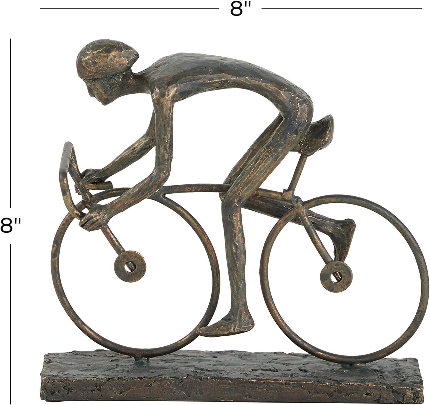 Bronze Cyclist 11" Metal Sculpture with Artistic Ambiance