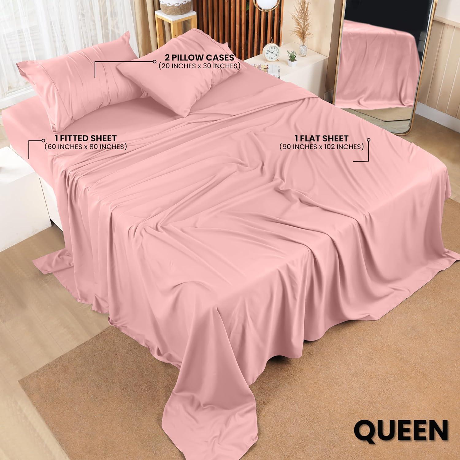 Pink Queen Solid Microfiber 4-Piece Sheet Set