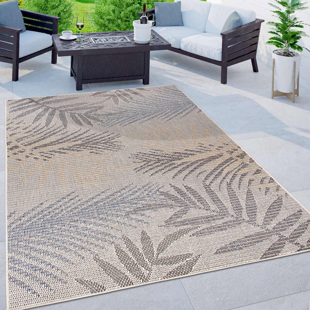 World Rug Gallery Bahama Palm Frond Indoor/Outdoor Area Rug - Cream 7'10" x 10'