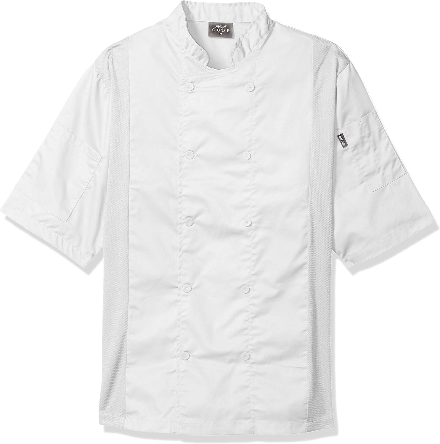 Chef Code Cool Breeze Side Vent Chef Coat, Short Sleeves White XS