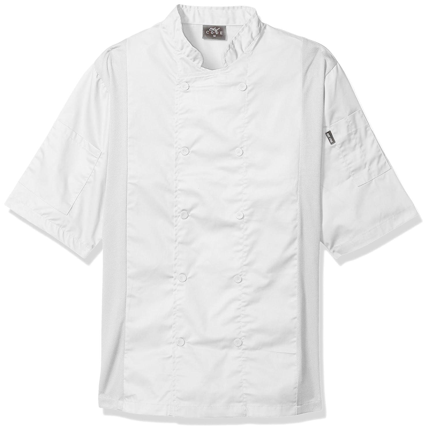 Chef Code Cool Breeze Side Vent Chef Coat, Short Sleeves White XS