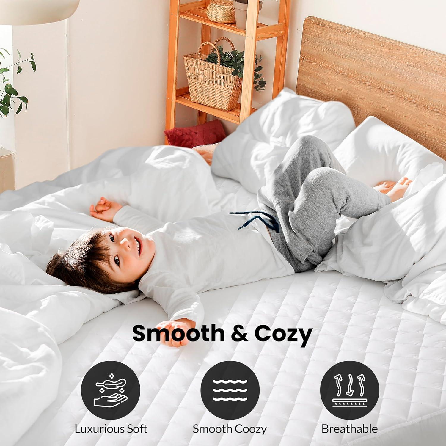 Mattress Pad - Soft and Hypoallergenic  - Thick and Odorless Polyester Filling - 152 Thread Count