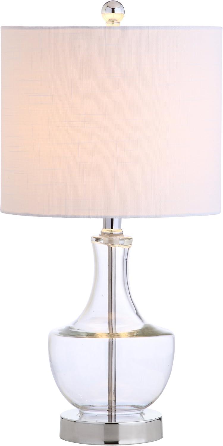 Colette 20" Clear Glass Mini Table Lamp with White Linen Shade