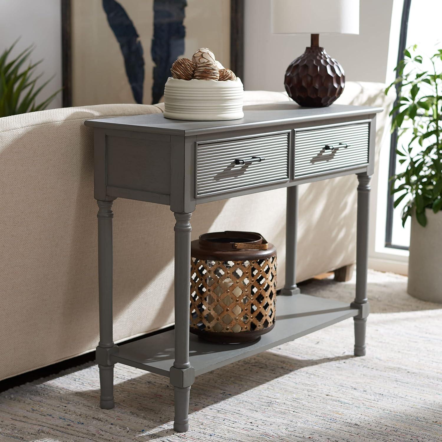 SAFAVIEH Ryder Solid 2 Drawer Console Table, Distressed Grey