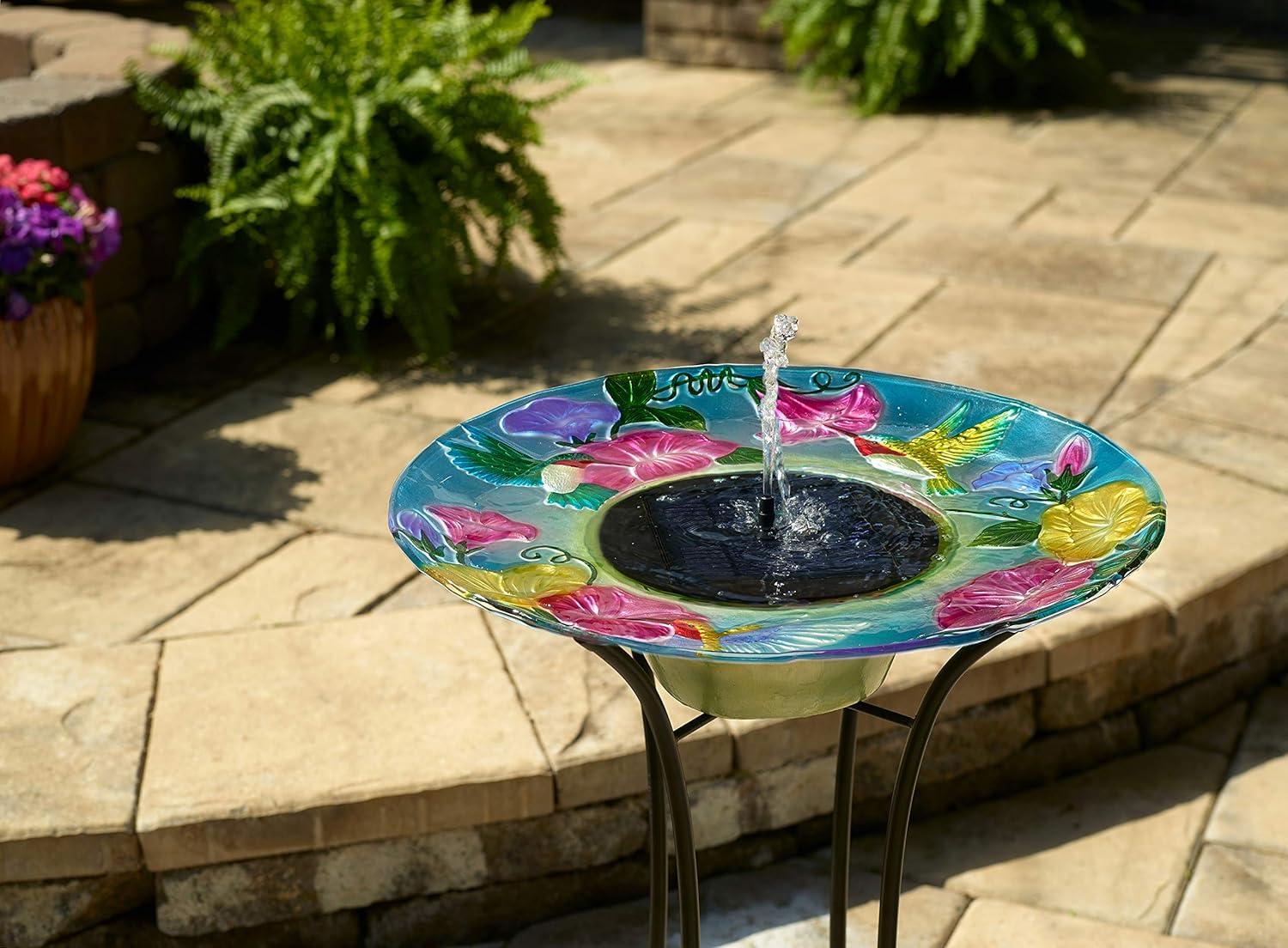 Smart Solar Japanese Koi Glass Solar Birdbath