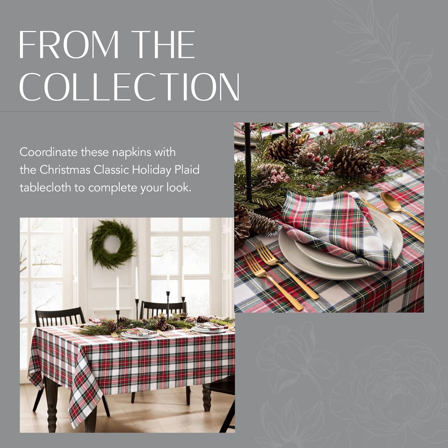 Christmas Classic Holiday Plaid Cotton Napkin Set of 8 - Multicolor - 17x17 - Elrene Home Fashions