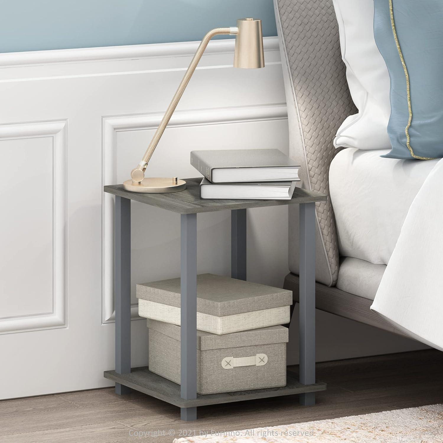 Simplistic End Table, French Oak Grey - 19.6 x 15.6 x 15.6 in. - Set of 2