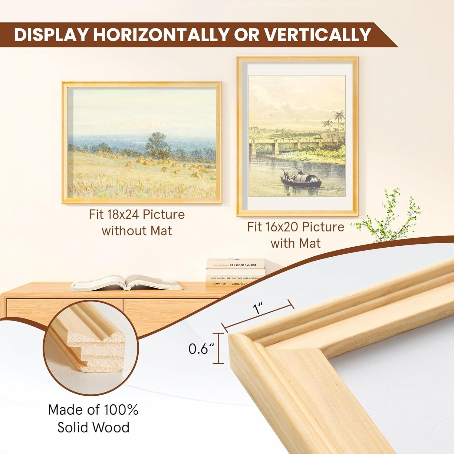 18x24 Frame White Wheat Solid Wood Picture Frame | Moulding Width 0.75 Inches | Interior Depth 0.5