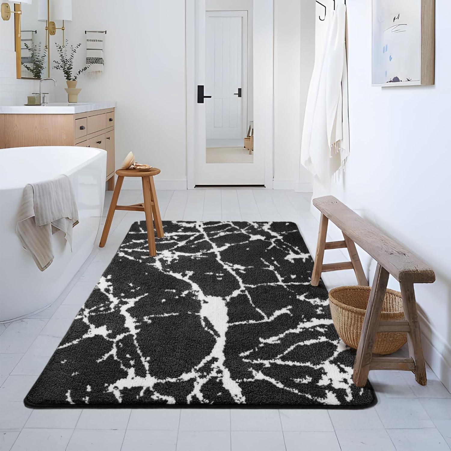 Hearth & Harbor Bathroom Rugs, Machine Washable Chenille Bath Mat for Bathroom