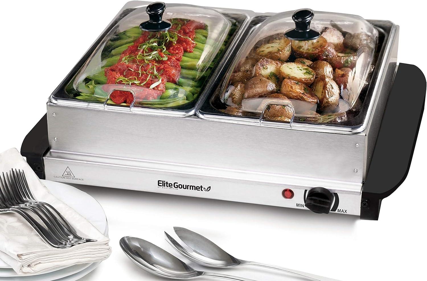 Elite Gourmet 2 x 2.5 Qt. Stainless Steel Electric Buffet Server EWM-6122