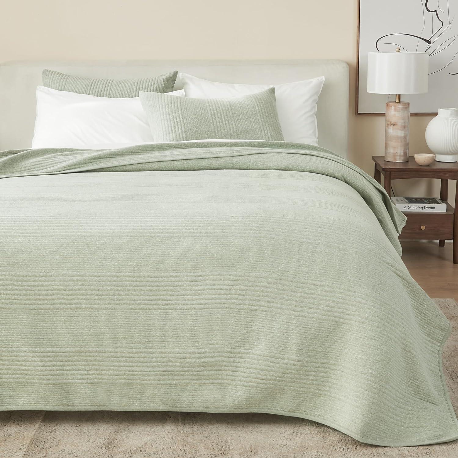 FreshFolds Jersey Cotton Blend Stitched Quilt Set with Shams