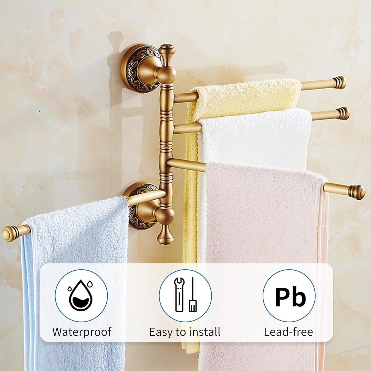 Blooming B0CG8YGM7N Bronze Folding 4-Arm Towel Rack