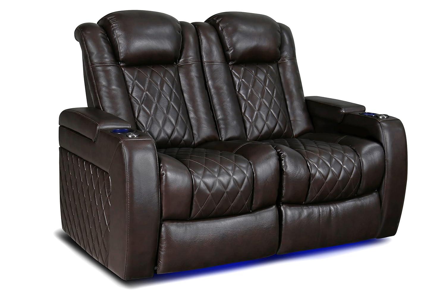 Orren Ellis Tuscany Leather Home Theater Seating with Cup Holder