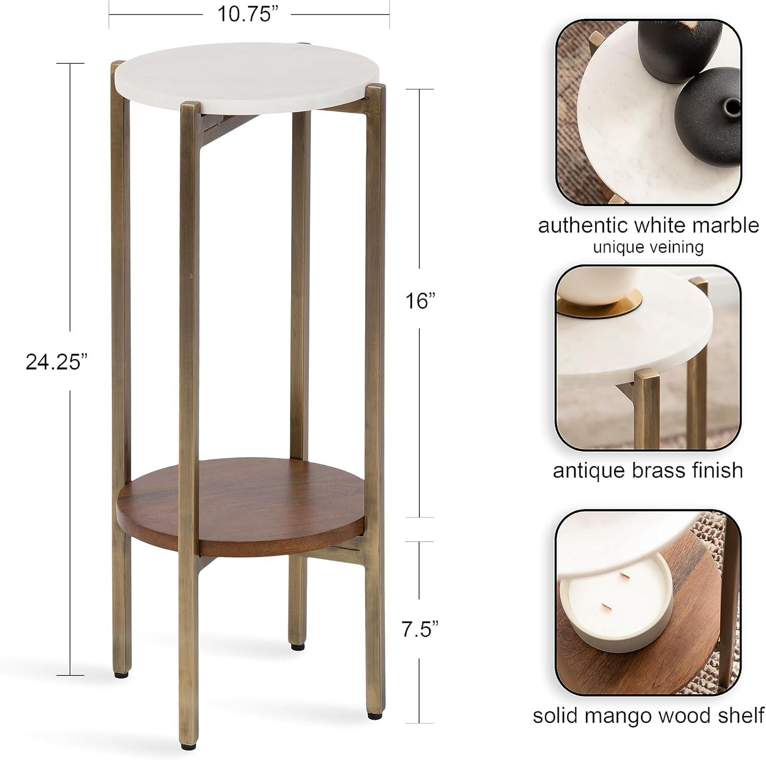 Kate and Laurel Moxley  Metal Tea Table, 11x11x25, Walnut Brown