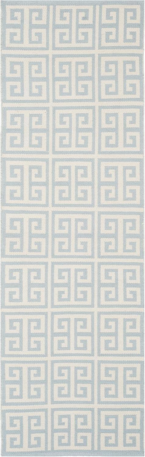 Coastal Essence Blue Cotton Flat Woven Runner Rug 2'3" x 7'