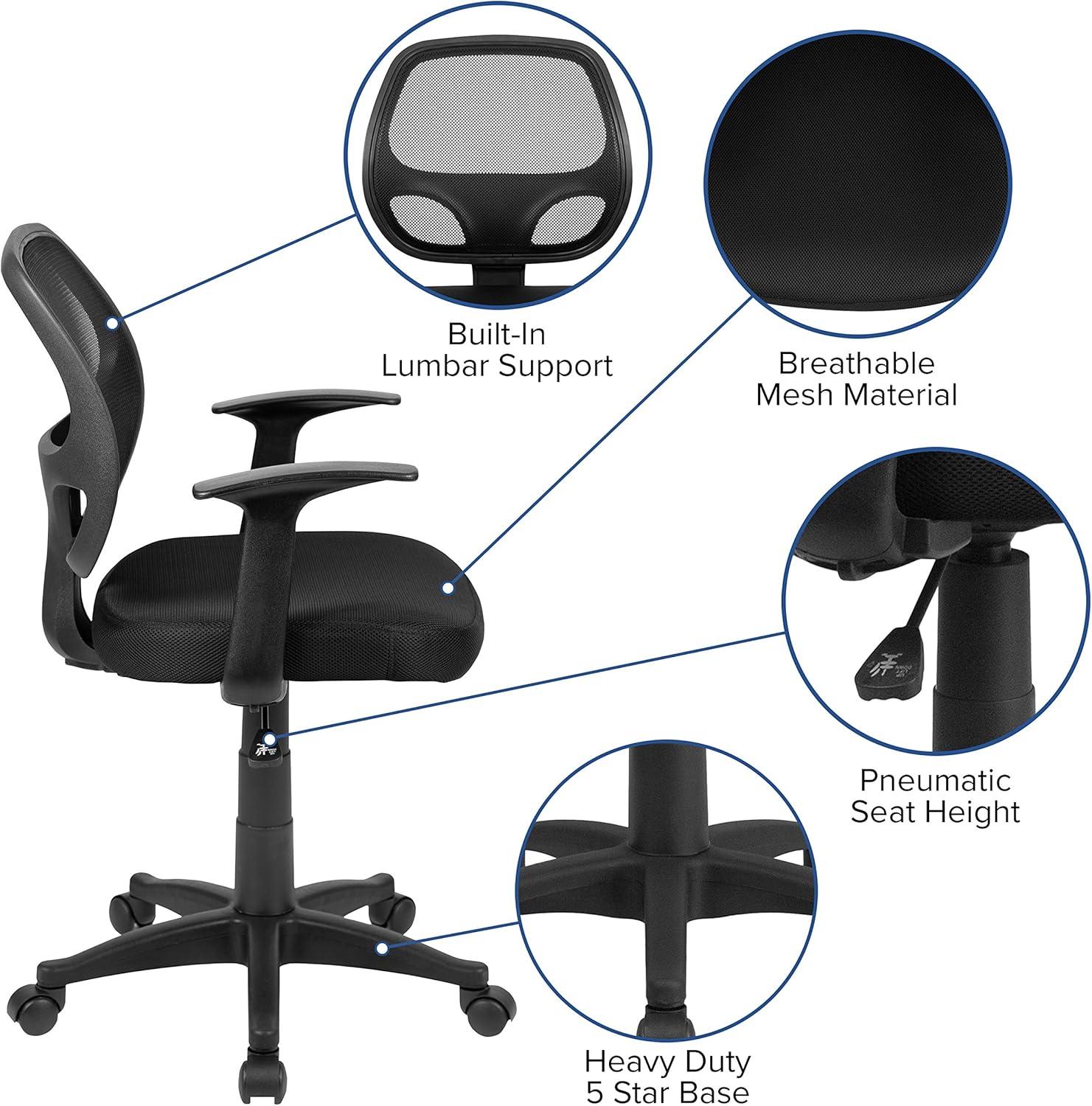 Bonavant Mid-Back Mesh Swivel Task Office Chair with T-Arms - Office Furniture