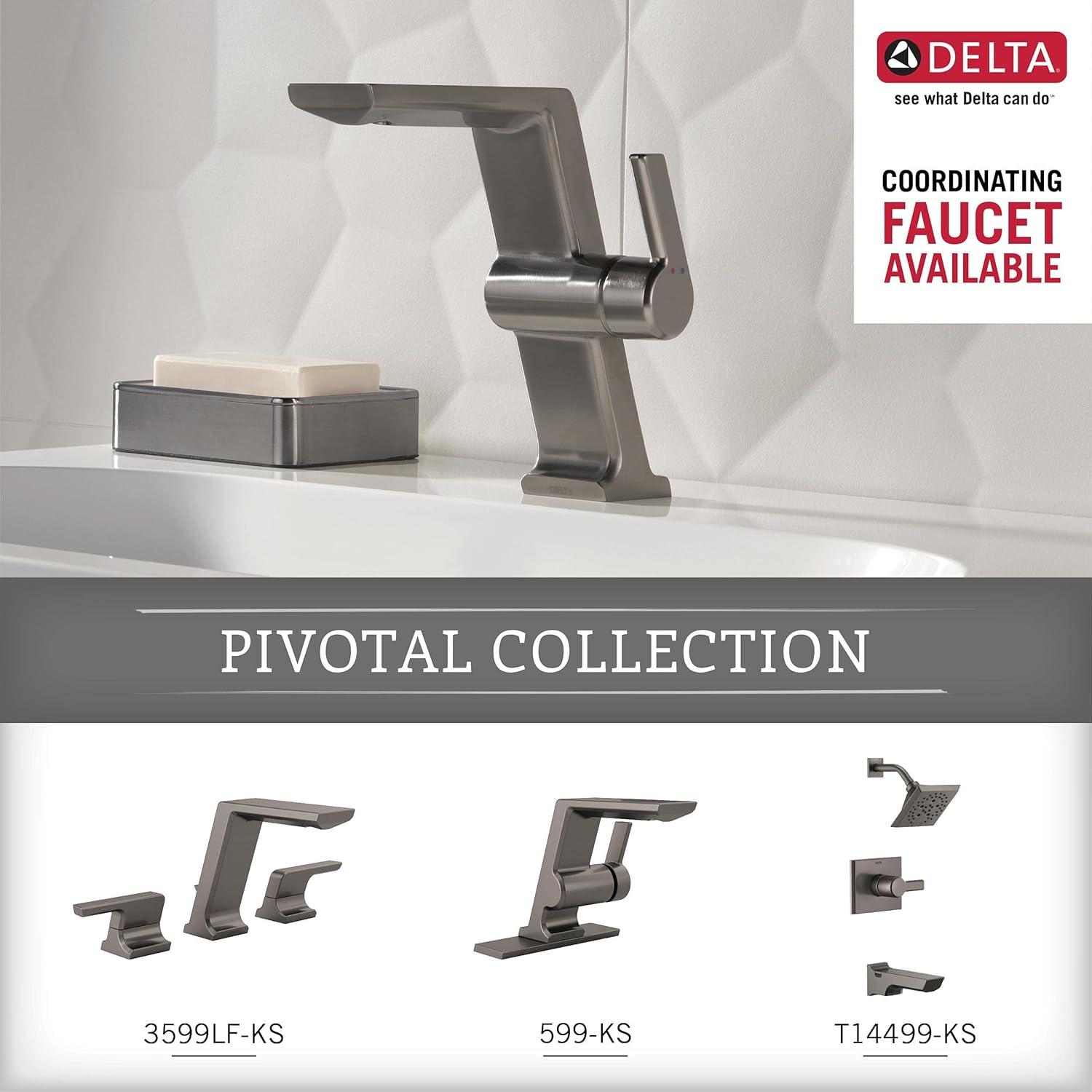 Delta 79956-KS Pivotal Bath Toilet Paper Holder w/ Shelf Black Stainless Steel Finish