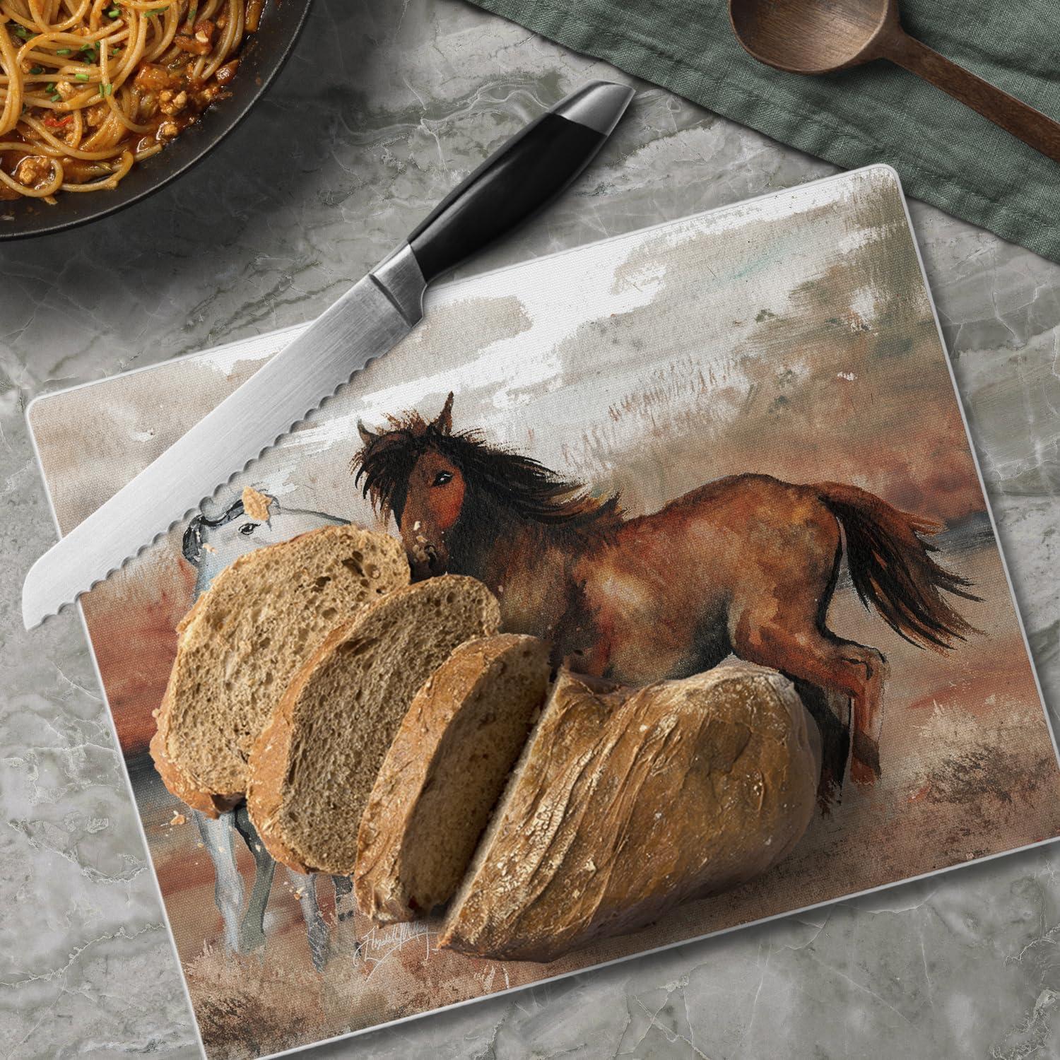 Southwest Horses 3mm Tempered Glass Cutting Board 10" x 8"