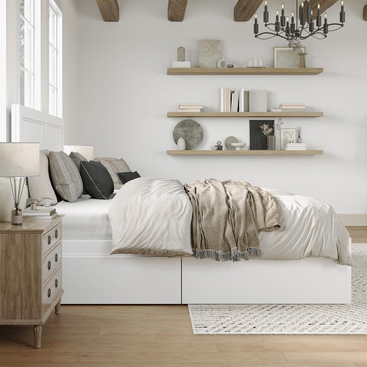 AFI Canyon White Solid Wood Platform Bed with Matching Footboard & Storage Drawers, King