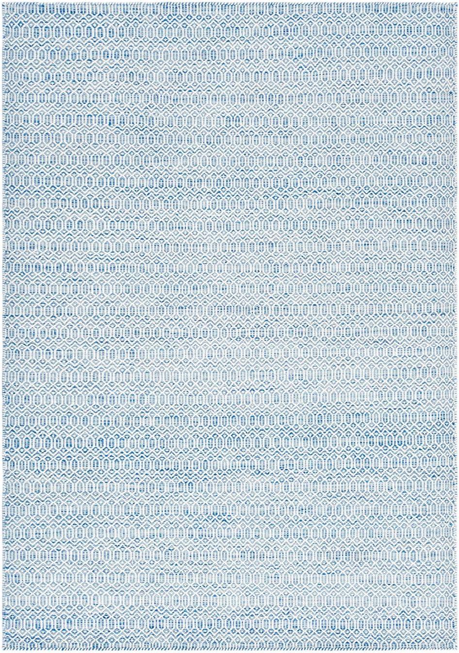 Cloud Blue Geometric Wool Flatweave Rug 6' x 9'