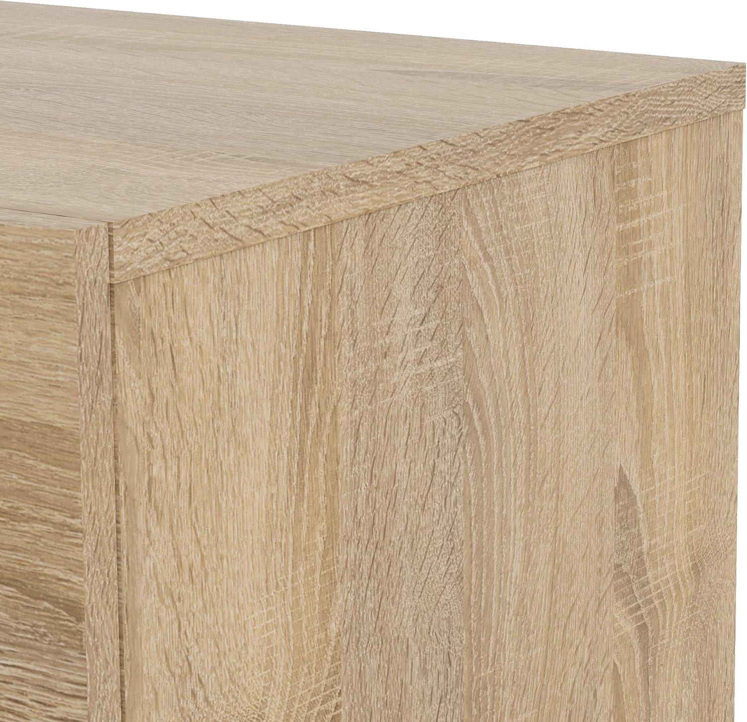 Austin Oak 4-Drawer Chest with Silver Handles