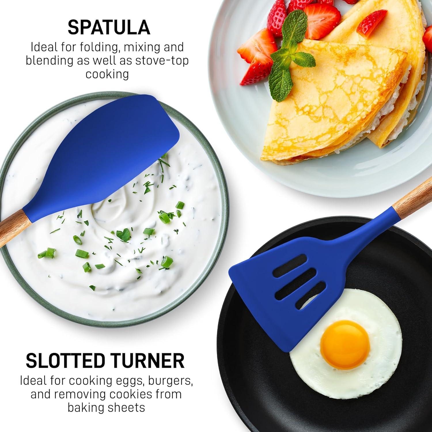 Zulay Kitchen Zulay Kitchen 5 Piece Silicone Utensils Set With Authentic Acacia Wood Handles