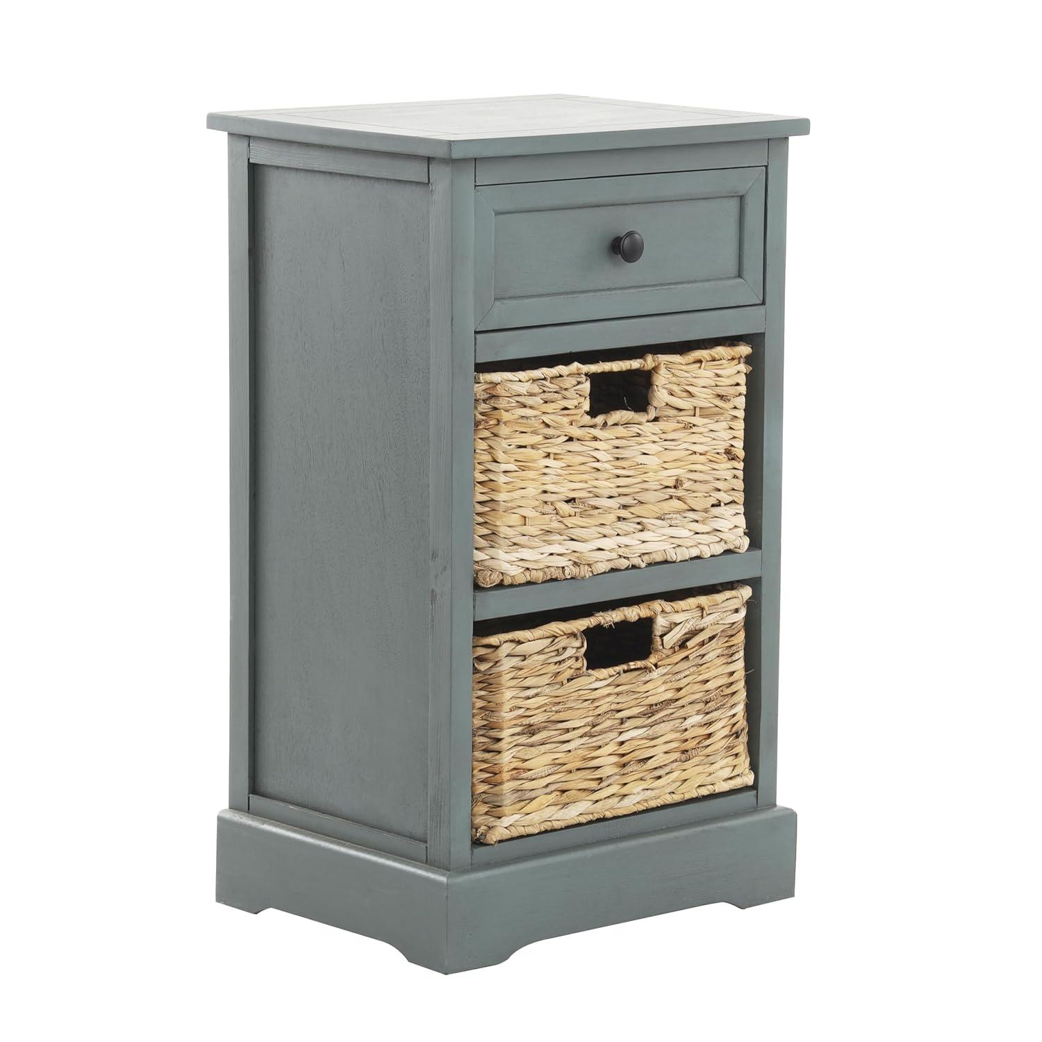 Wooden Side Chest with Wicker Drawers Brown - Olivia & May