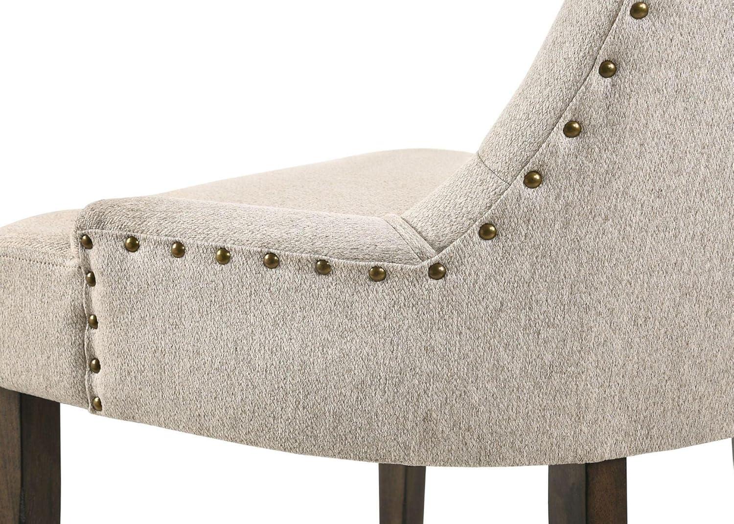 22" Farren Accent Chair Beige Fabric/Espresso Finish - Acme Furniture: Upholstered, Tufted Backrest, Nailhead Trim