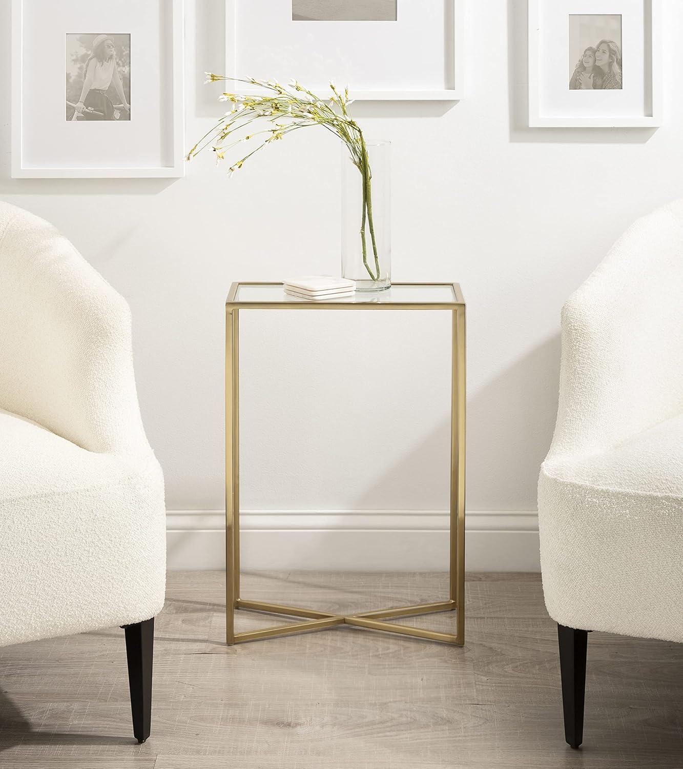 Kate and Laurel Jaspur Rectangle Metal Side Table, 16x8x24, Gold