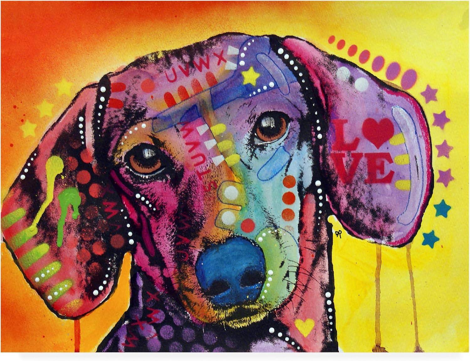 Trademark Fine Art -Dean Russo 'Tilt Dachshund Love' Canvas Art - 18''x24''