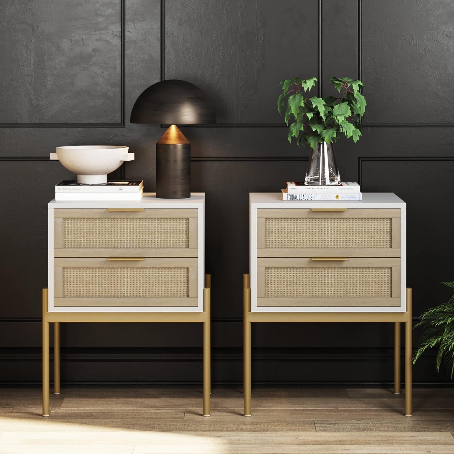 2-Piece End Table with Drawer Set