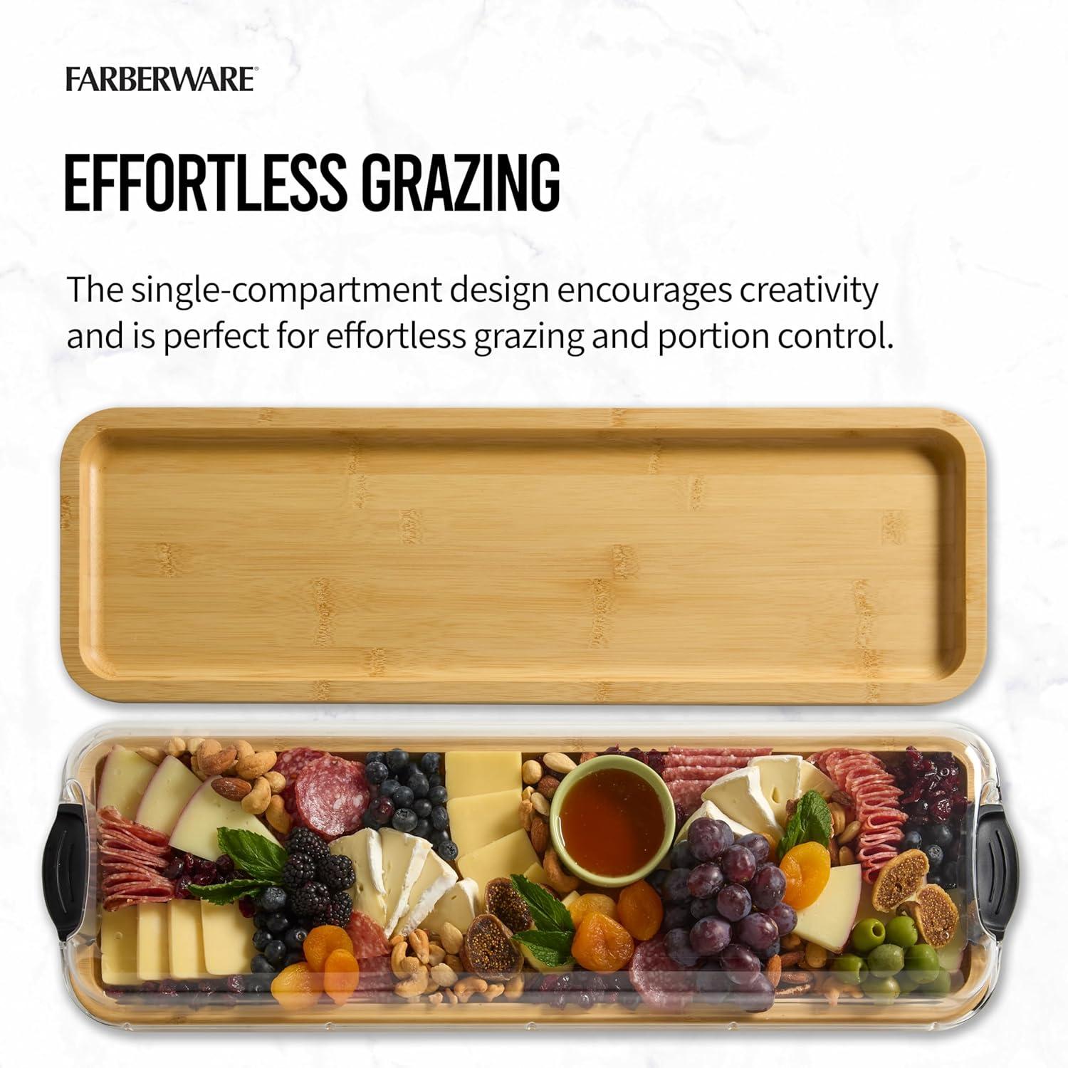 Farberware Farberware Build-A-Board 11 x 14 in. Bamboo Charcuterie Board With Locking Lid