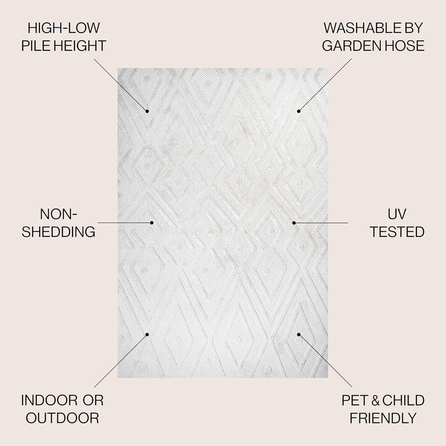 3'x5' Balansat Moroccan Diamond Indoor/Outdoor Area Rug, Ivory - JONATHAN Y