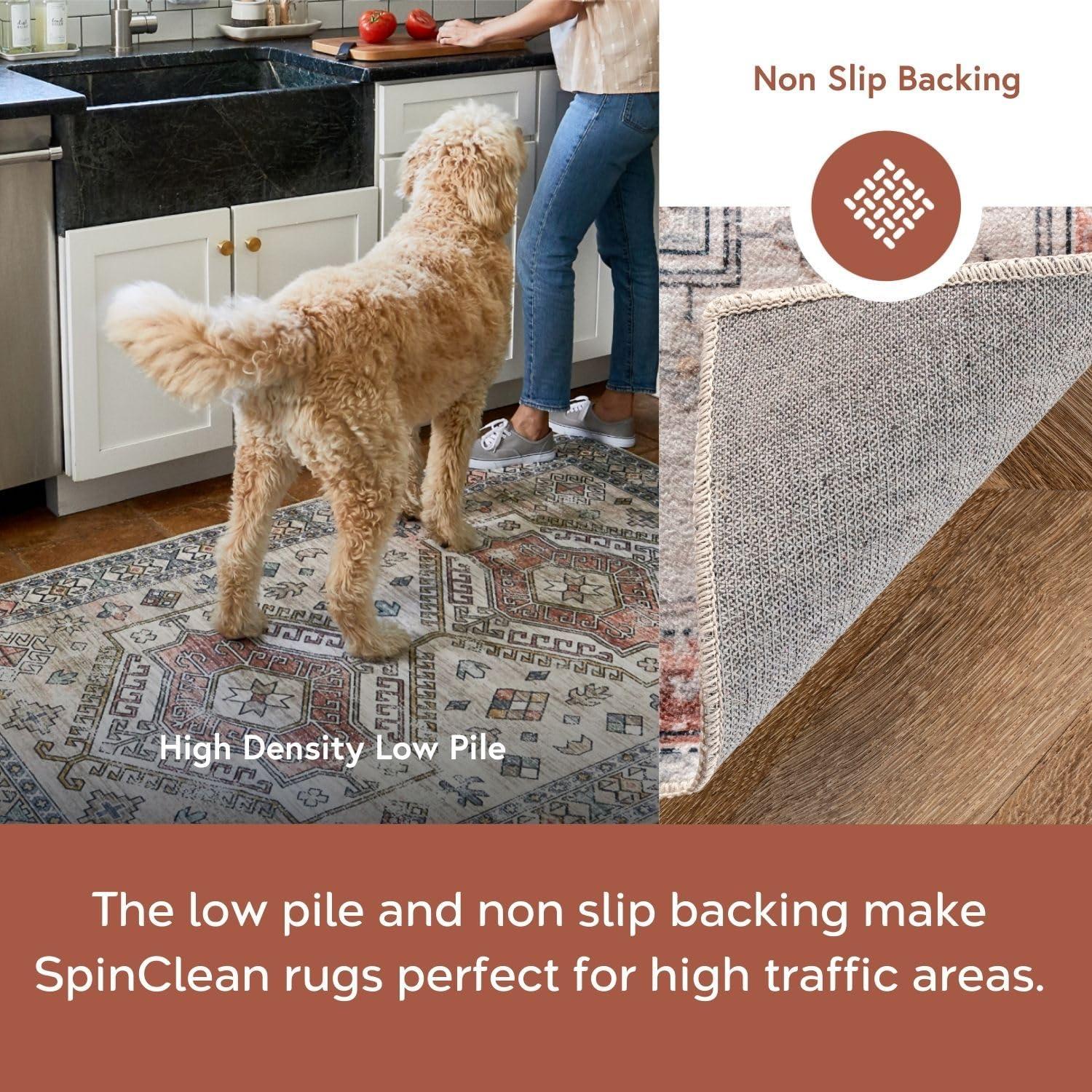 Nuloom Banks Vintage Pet Friendly Machine Washable Area Rug, 2' x 3', Beige
