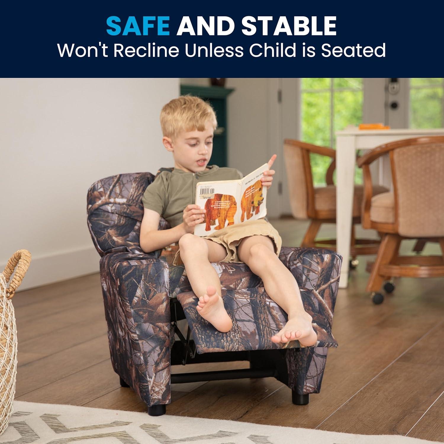 Flash Furniture Chandler Contemporary Camouflaged Fabric Kids Recliner with Cup Holder