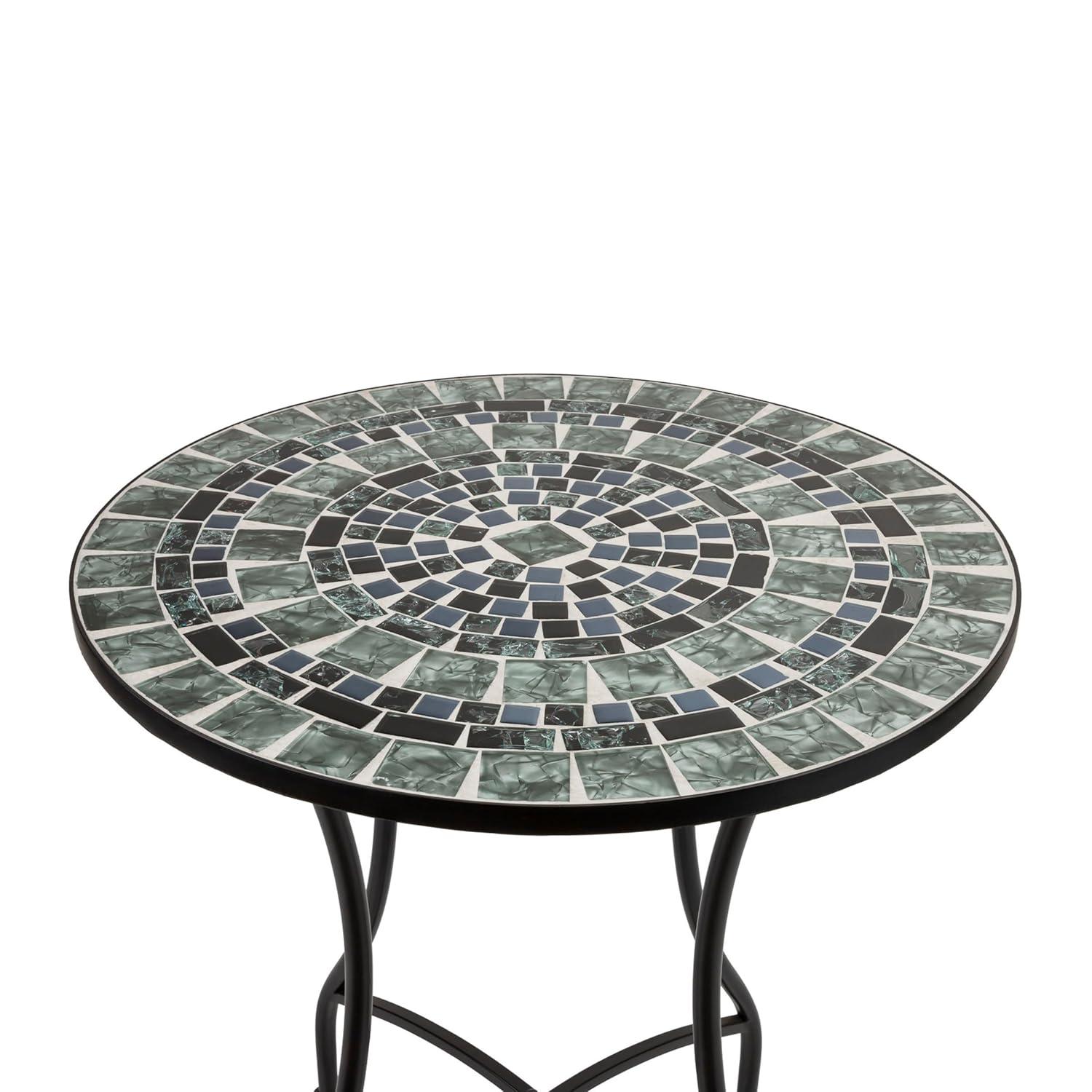 Alpine Corporation 3-Piece Metal Mosaic Tile Bistro Set, Green & Black