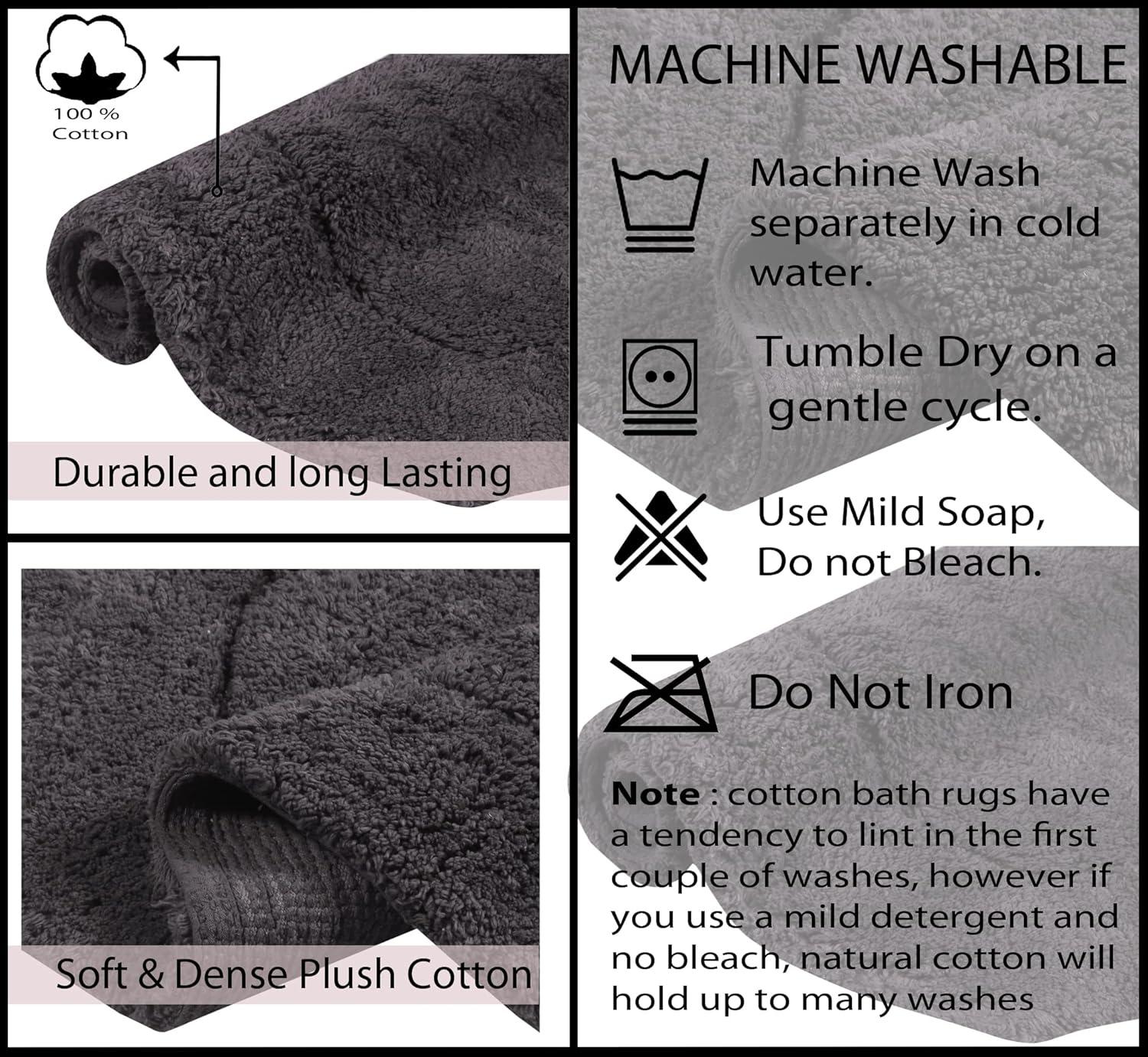 HOME WEAVERS WaterFord Collection Bathroom Rug 100% Cotton Tufted Round Shape Bathroom Rug, Soft & Absorbent Bath Rugs, Non-Slip Bath Carpet, Machine Wash Dry Bath Mats - 30" Round, Grey