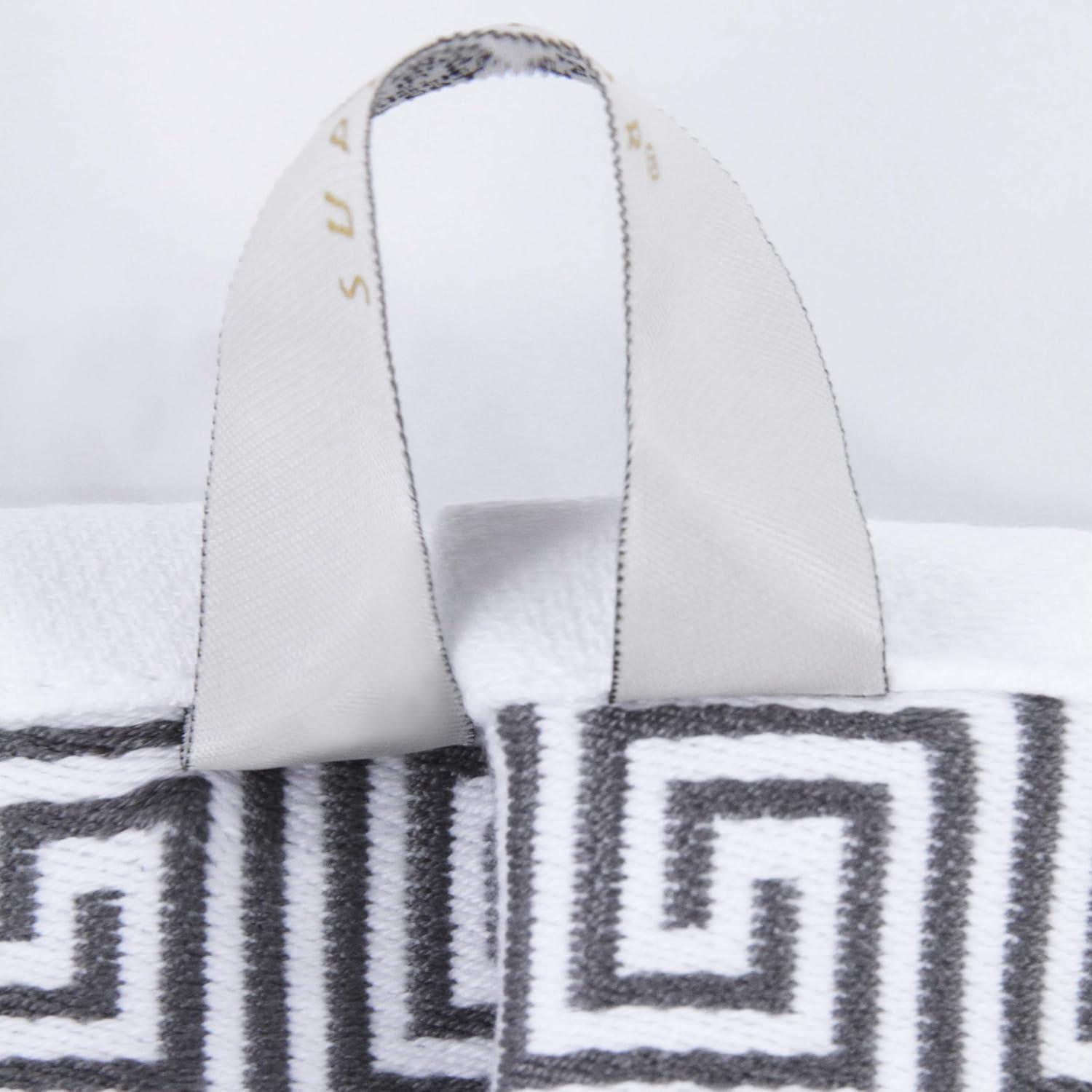 Superior Athens Cotton Medium Weight Floral Border Greek Key Trim 8 Piece Assorted Towel Set by Superior