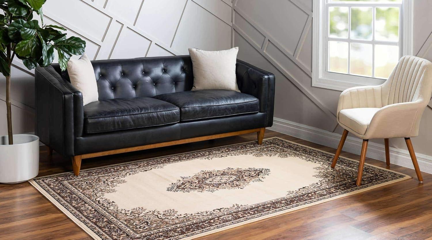 Rugs.com Amaya Collection Rug – 6' x 9' Ivory Medium Rug Perfect For Bedrooms, Dining Rooms, Living Rooms