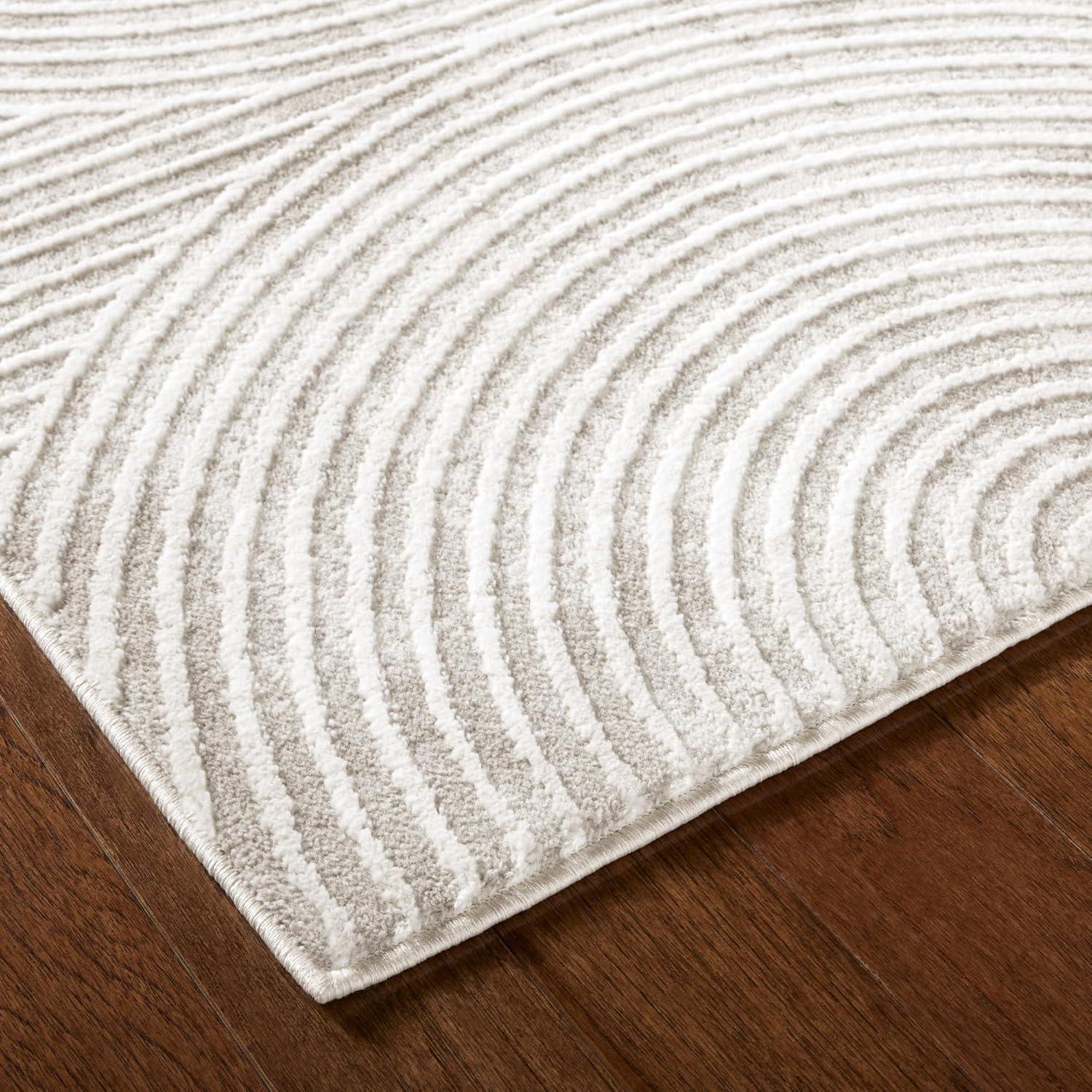 TOWN & COUNTRY Luxe Maya Soft Arches Neutral Indoor Area Rug with High-Low Texture, Ivory/Greige
