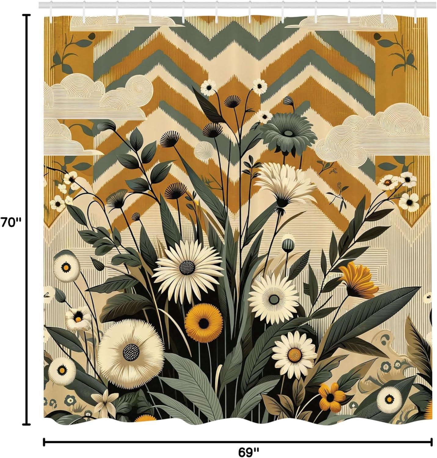 Ambesonne Floral Shower Curtain with Hooks Included