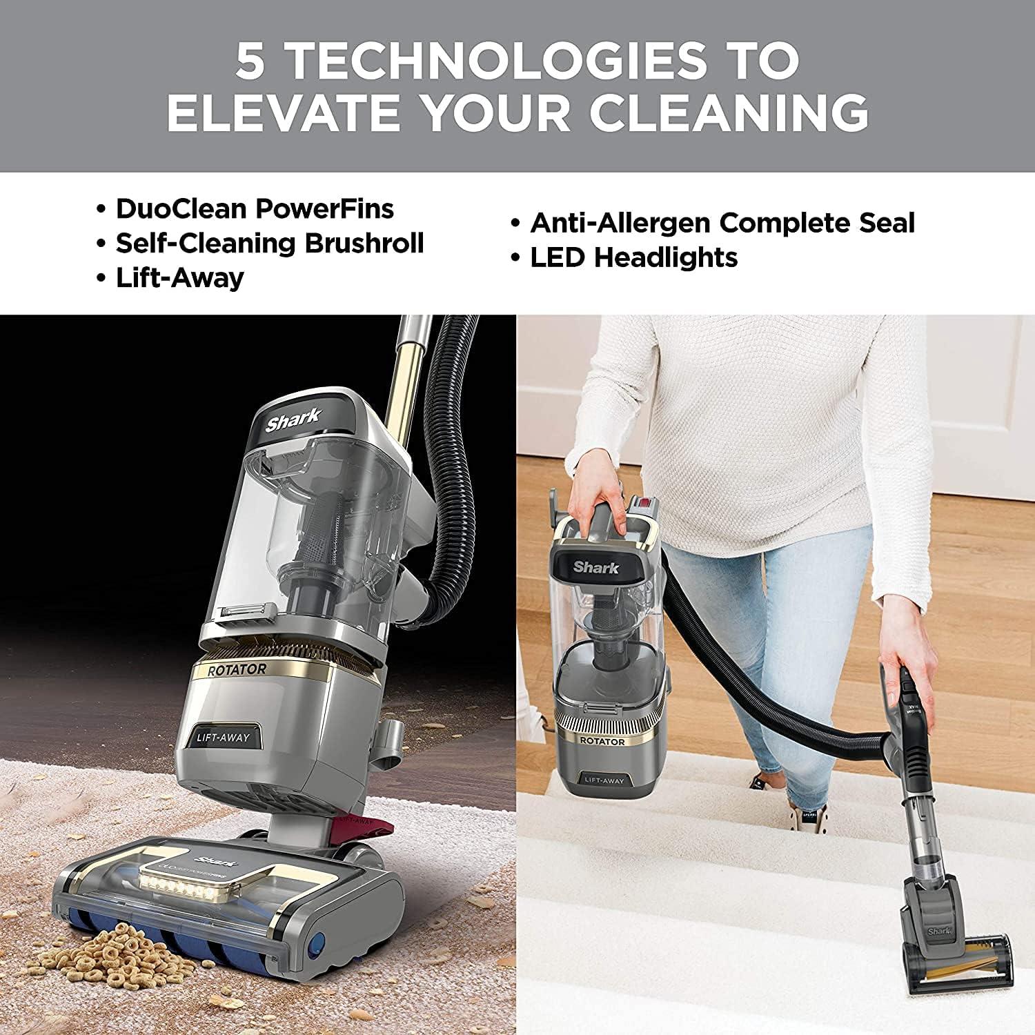 Shark Rotator Vacuum Vacuum with Self Brushroll Powerful Pet Hair Pickup and HEPA Filter, Lift-Away Upright w/Duo Clean, Silver